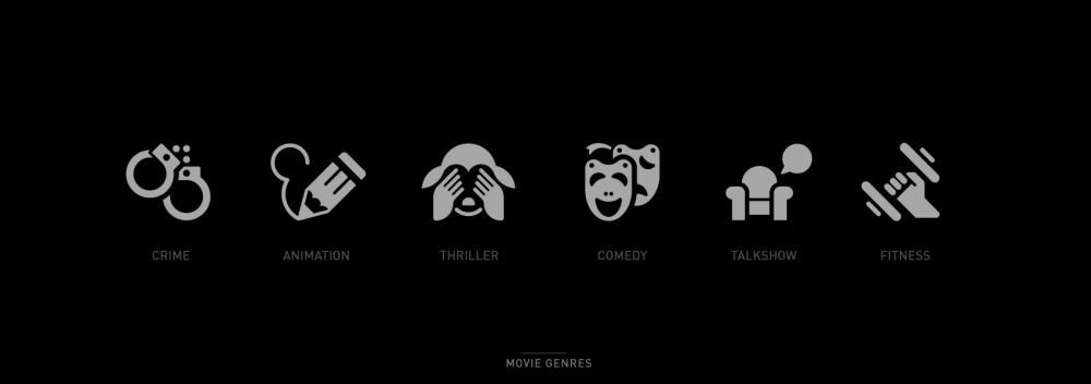 set of movies genres icons